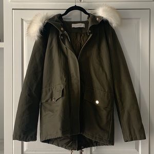 T Tahari Jacket Hoodie with removable fur hood. Only worn once.